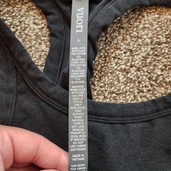 Vuori Elevation Racer Bra In Heathered Onyx Black Size Large - Picture 5 of 7